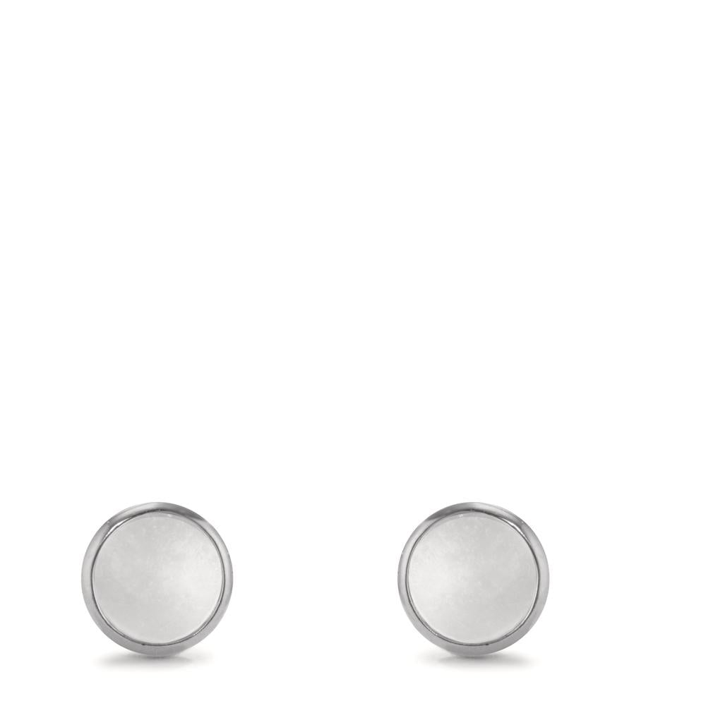 Clous d'oreilles Argent Rhodié nacre Ø8 mm