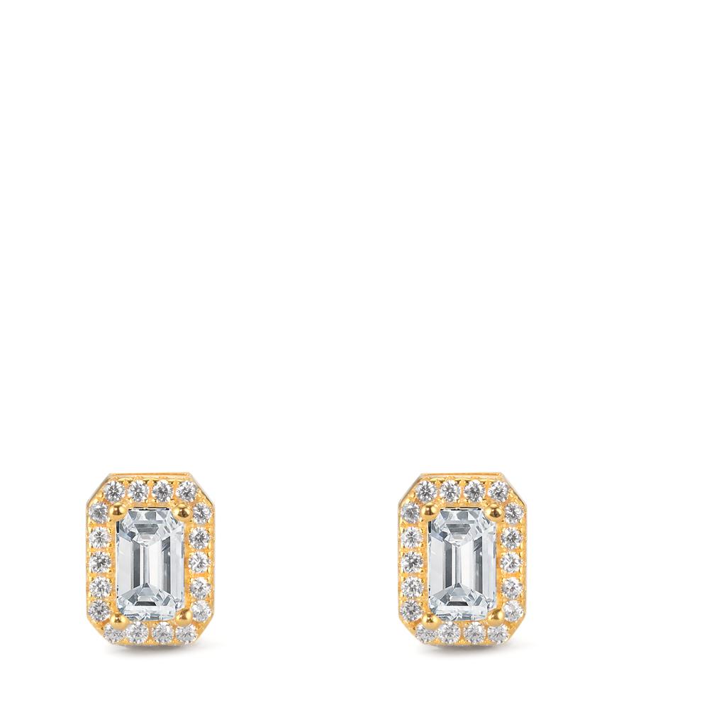 Clous d'oreilles Argent Zircone jaune Plaqué or