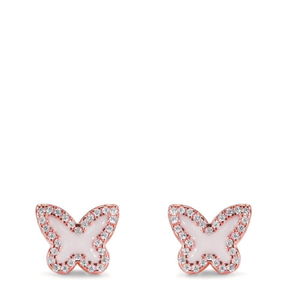 Clous d'oreilles Argent Zircone rosé Plaqué or Papillon Ø8 mm