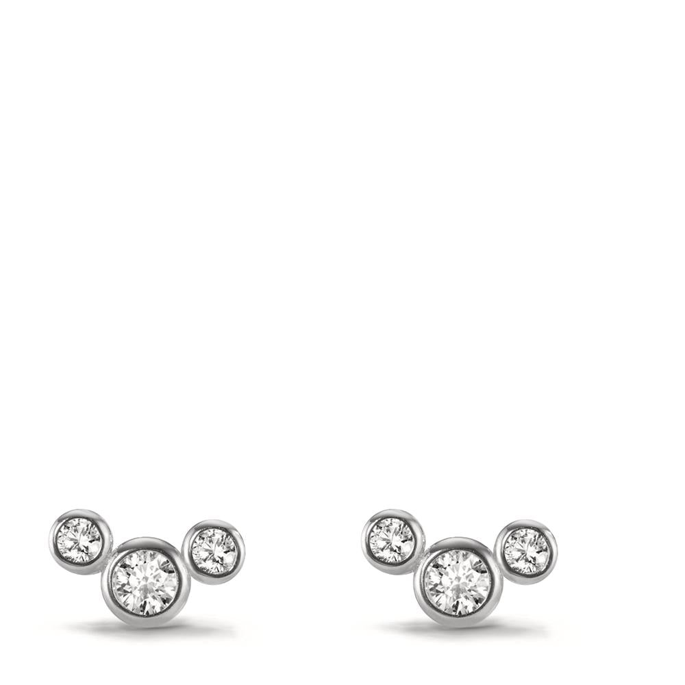 Clous d'oreilles Argent Zircone 6 Pierres Rhodié