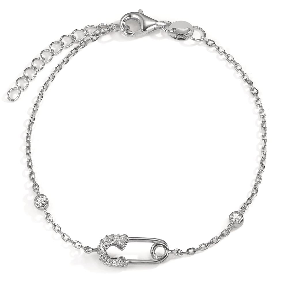 Bracelet Argent Zircone Rhodié Épingle à nourrice 16-19 cm