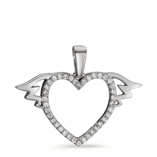 Pendentif Argent Zircone Rhodié Coeur