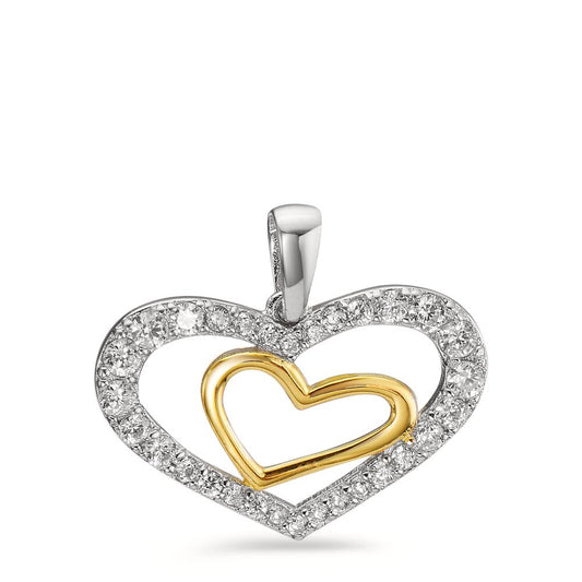 Pendentif Argent Zircone jaune Rhodié Coeur