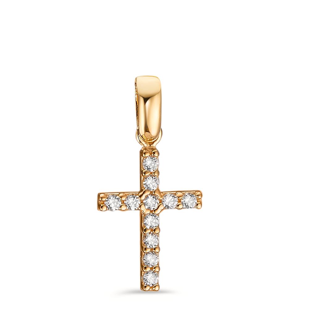 Pendentif Or jaune 18K Zircone 11 Pierres Croix