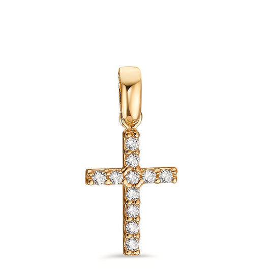 Pendentif Or jaune 18K Zircone 11 Pierres Croix