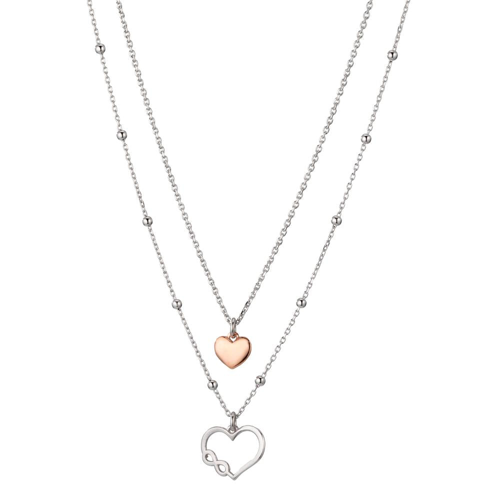 Collier Argent rosé Bicolore Coeur 40-44 cm