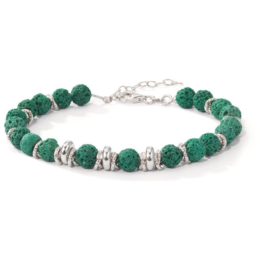 Bracelet Argent Lava vert Rhodié 18.5-21.5 cm Ø6.5 mm