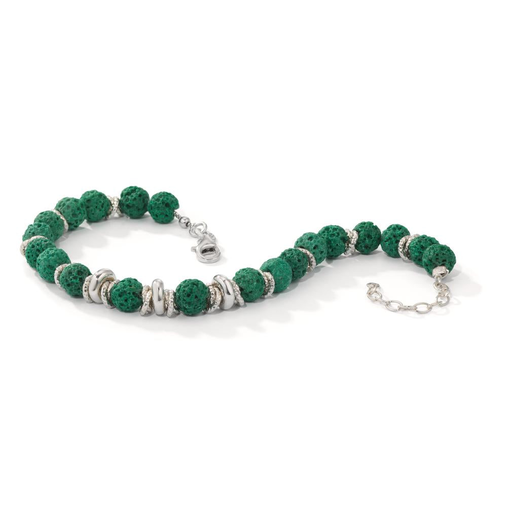 Bracelet Argent Lava vert Rhodié 18.5-21.5 cm Ø6.5 mm