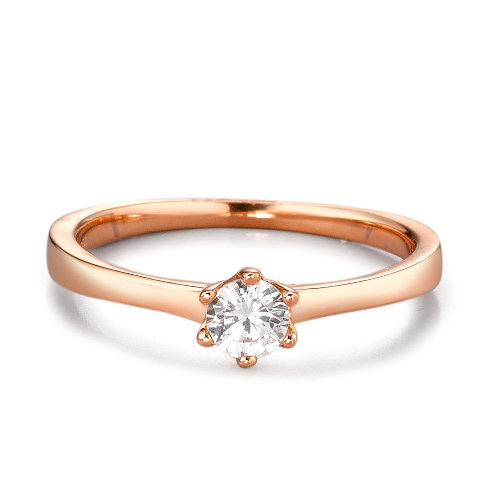 Bague solitaire Or rose 9K Zircone