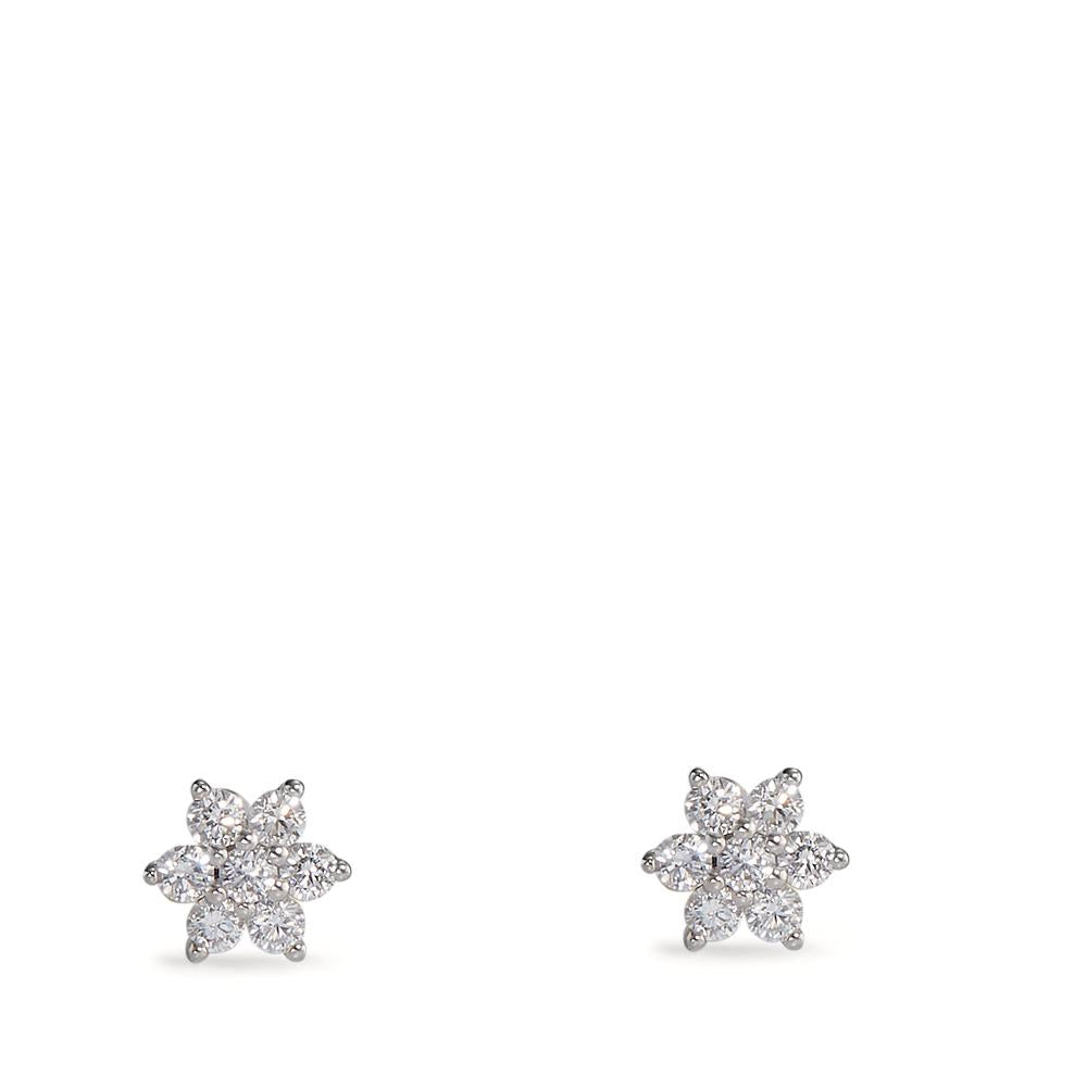 Clous d'oreilles Or blanc 18K Diamant 0.14 ct, 14 Pierres, w-si Étoile Ø4.5 mm