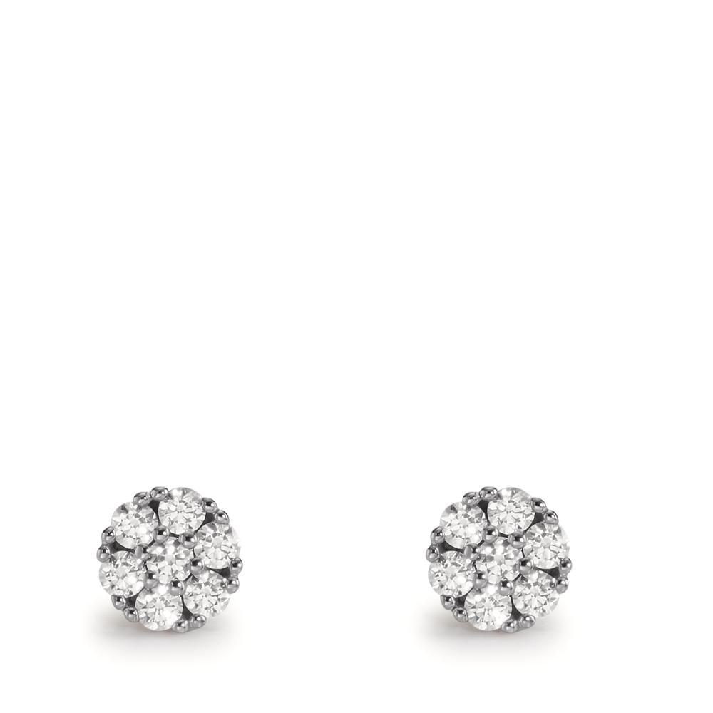 Clous d'oreilles Or blanc 9K Zircone 14 Pierres Ø5.5 mm