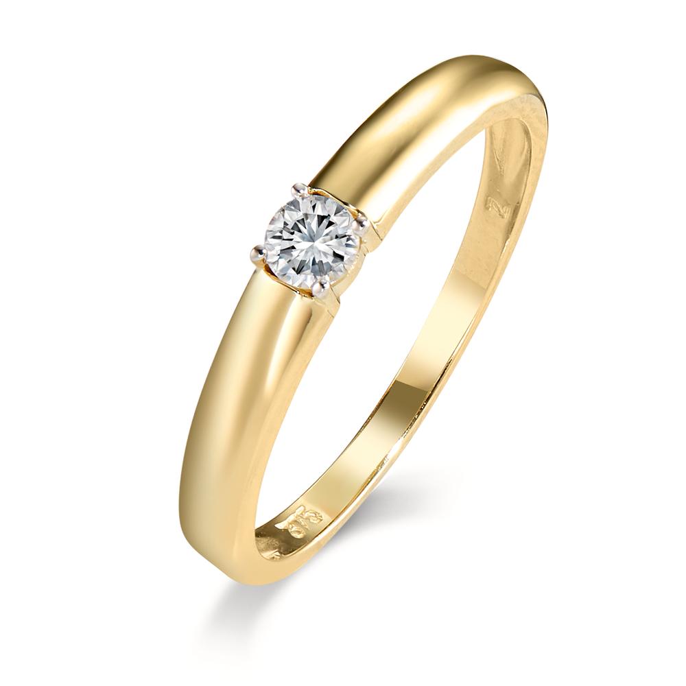 Bague solitaire Or jaune 9K Zircone