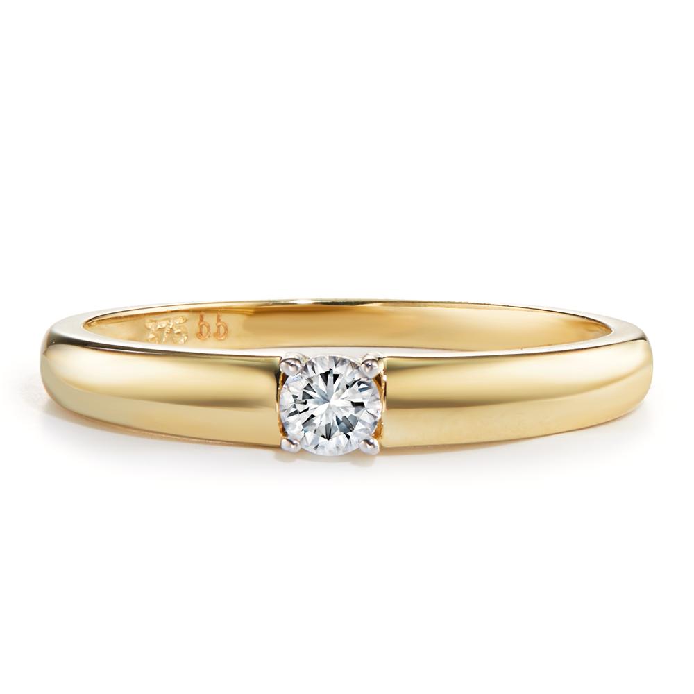 Bague solitaire Or jaune 9K Zircone