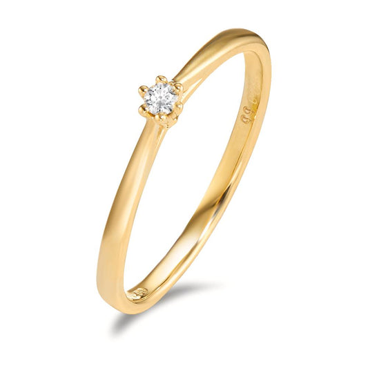 Bague solitaire Or jaune 18K Diamant 0.035 ct, w-si