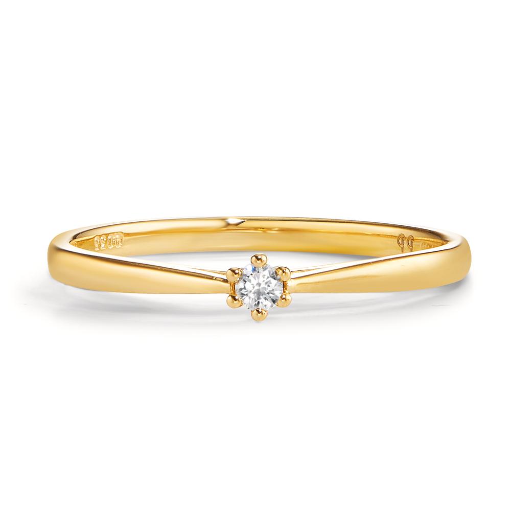 Bague solitaire Or jaune 18K Diamant 0.035 ct, w-si