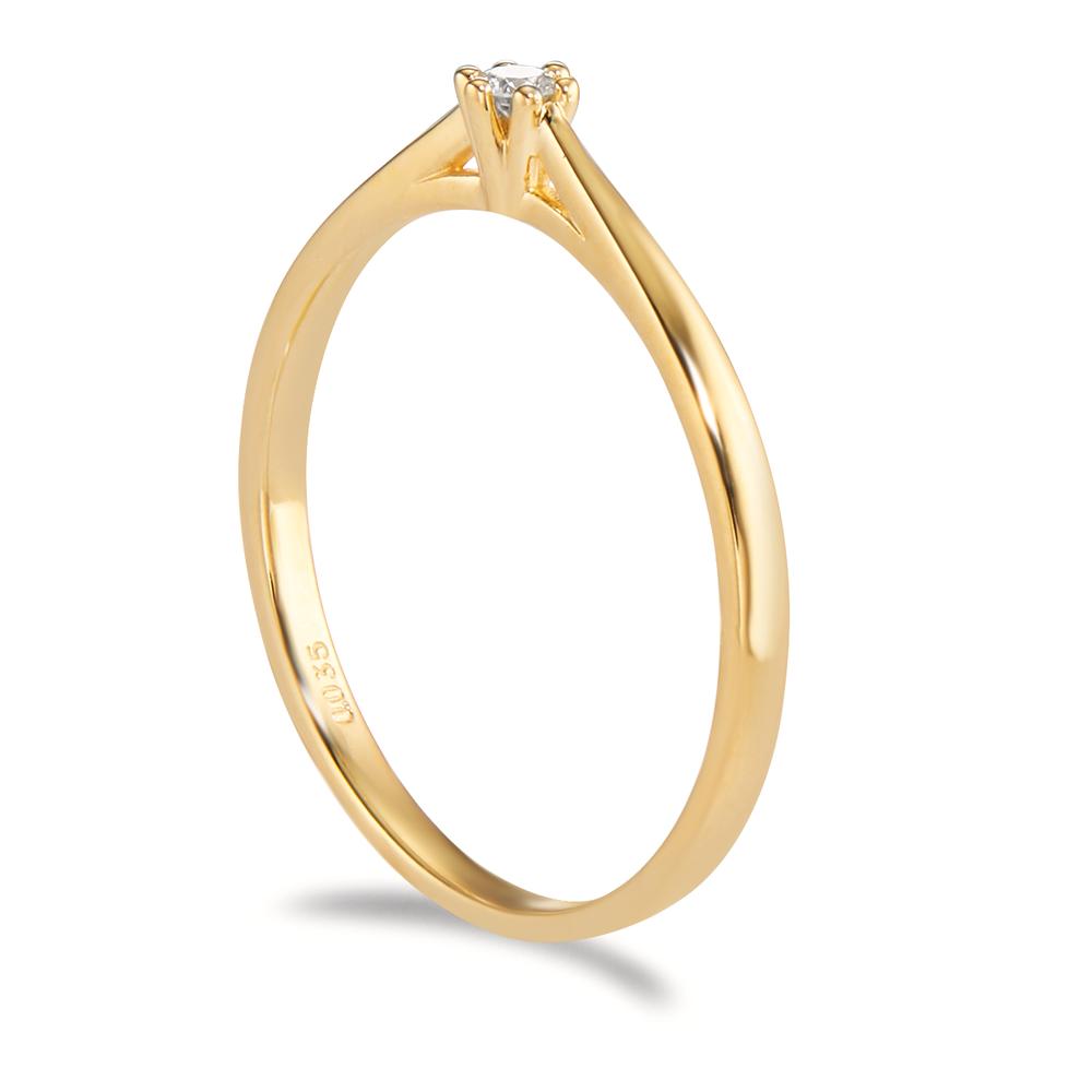 Bague solitaire Or jaune 18K Diamant 0.035 ct, w-si