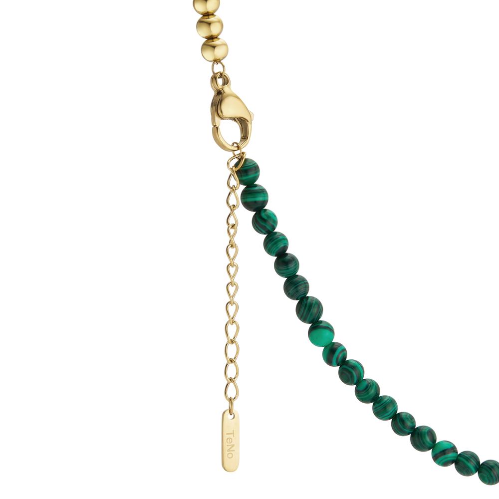 Collier Acier inoxydable Malachit vert jaune PVD 42-45 cm Ø4 mm