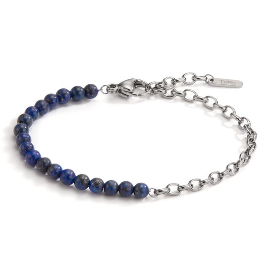 Bracelet Acier inoxydable Lapis-lazuli 17.5-19.5 cm Ø4 mm