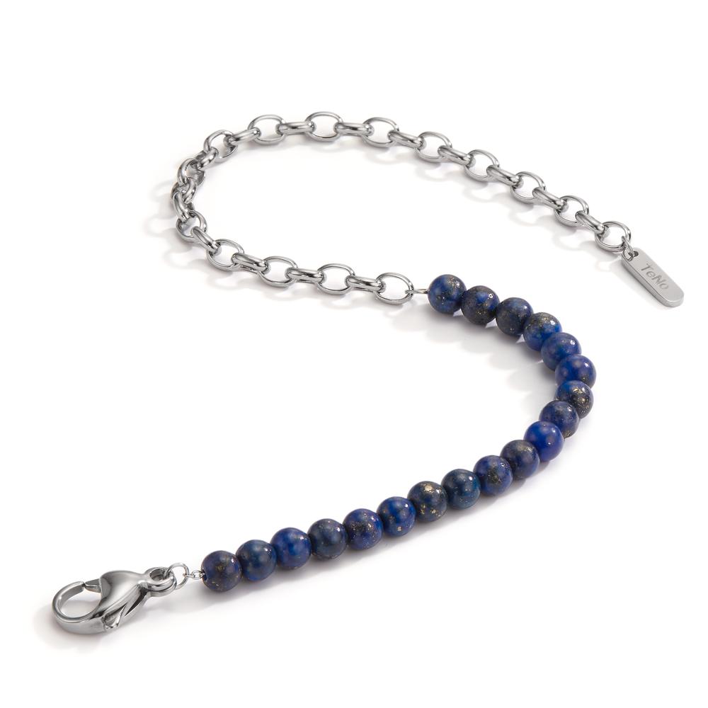 Bracelet Acier inoxydable Lapis-lazuli 17.5-19.5 cm Ø4 mm