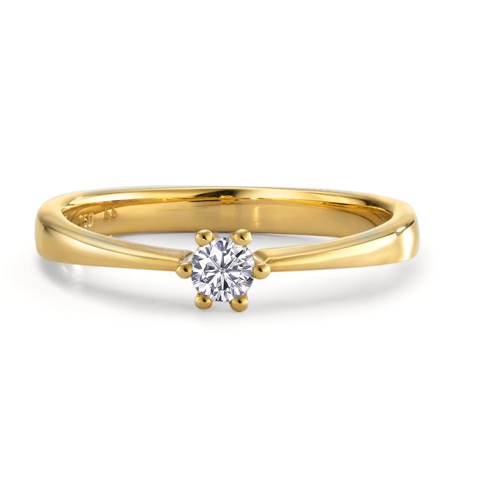 Bague solitaire Or jaune 18K Diamant 0.15 ct, w-si