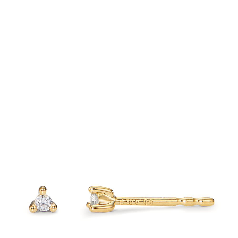 Clous d'oreilles Or jaune 18K Diamant 0.04 ct, 2 Pierres, w-pi1 Ø2.5 mm