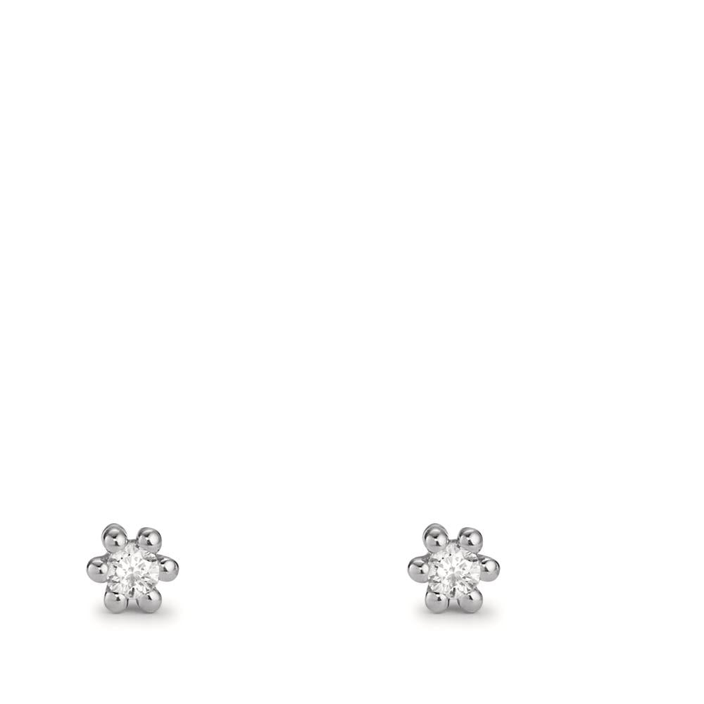 Clous d'oreilles Or blanc 18K Diamant 0.04 ct, 2 Pierres, w-pi1 Ø3 mm