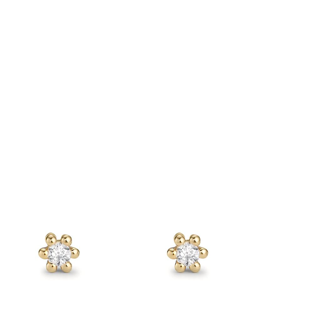 Clous d'oreilles Or jaune 18K Diamant 0.04 ct, 2 Pierres, w-pi1 Ø3 mm