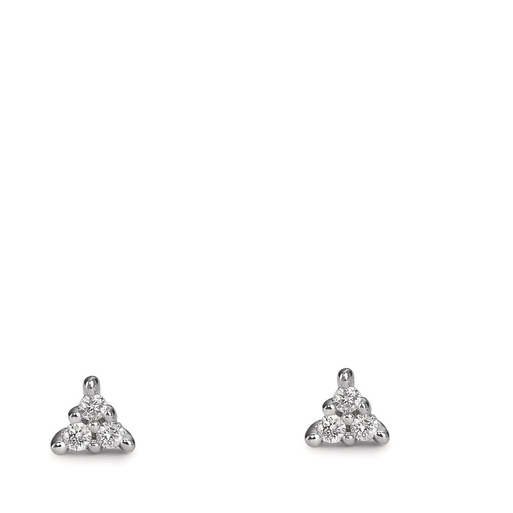 Clous d'oreilles Or blanc 18K Diamant 0.05 ct, 6 Pierres, w-pi1 Ø3.5 mm