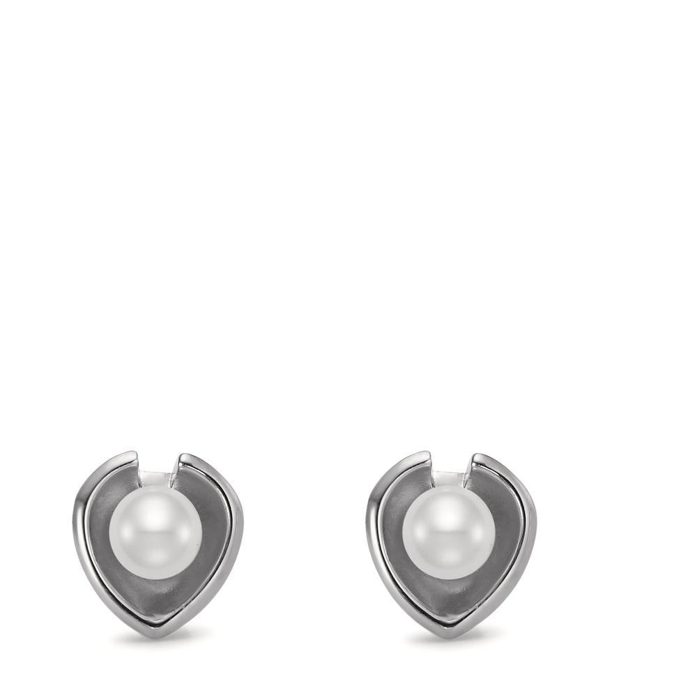 Clous d'oreilles Argent Rhodié perle d'eau douce Ø8 mm