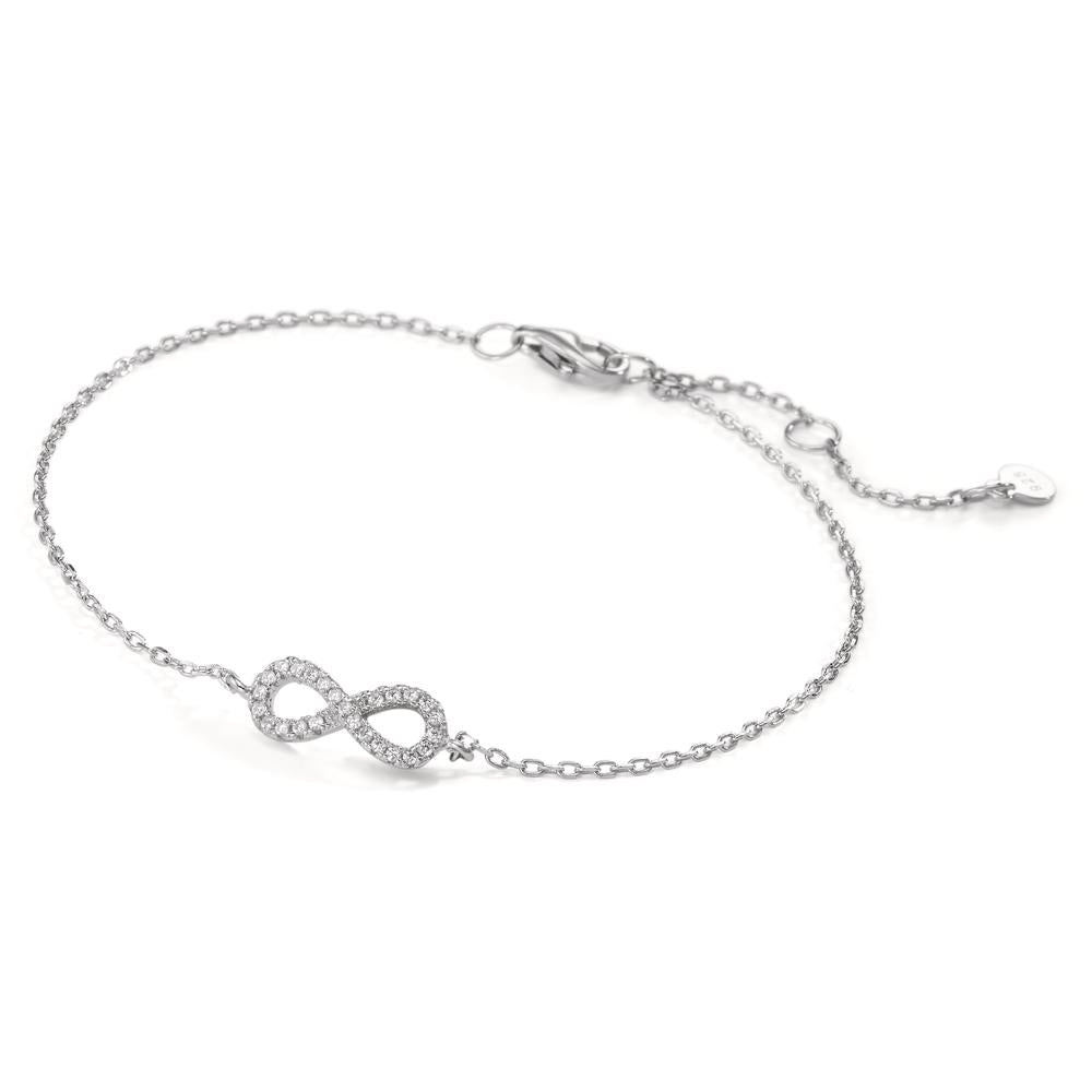 Bracelet Argent Zircone Rhodié Infini 16-20 cm