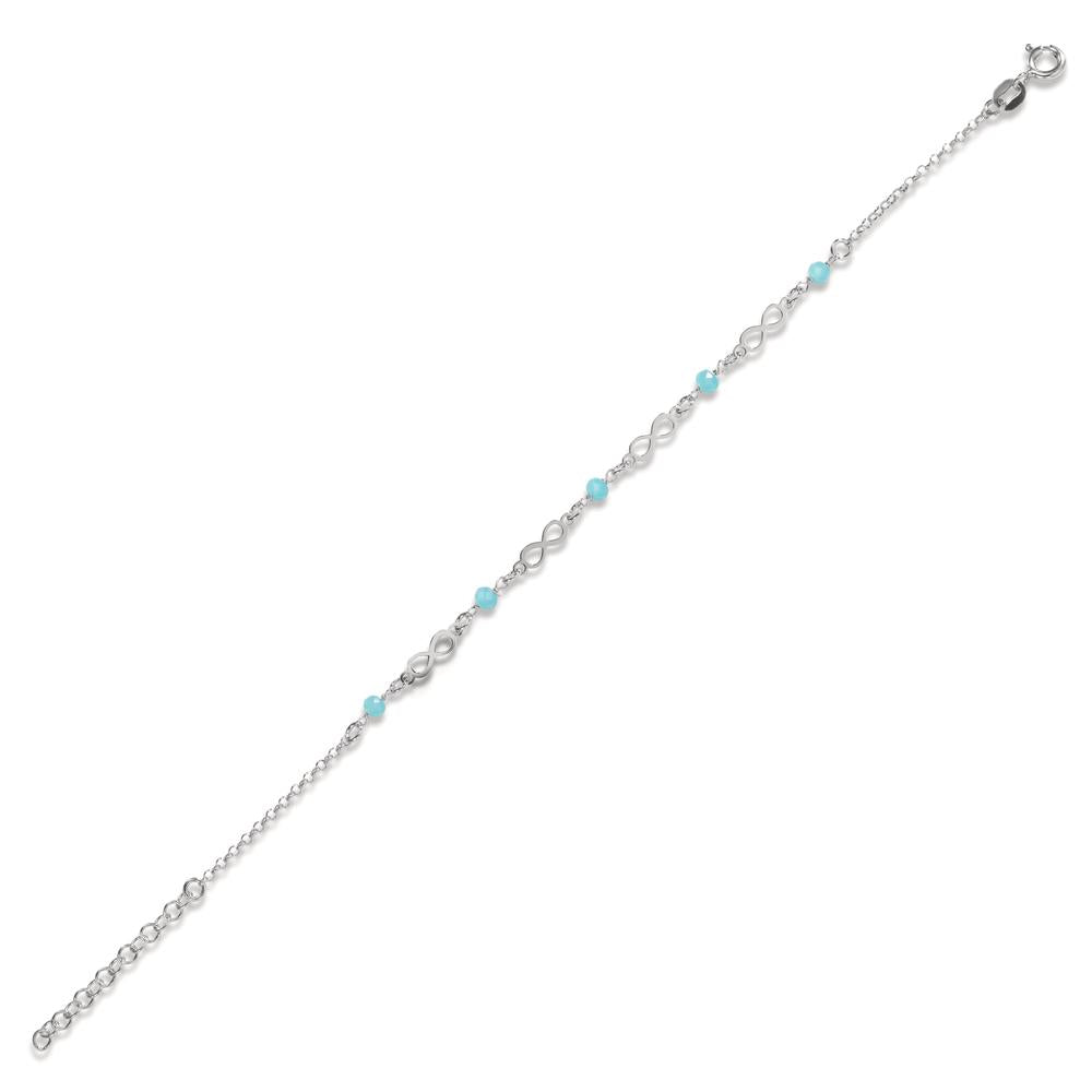 Bracelet Argent Cristal aqua, 5 Pierres Rhodié Infini 17-20 cm