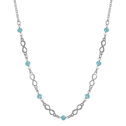 Collier Argent Cristal aqua, 7 Pierres Rhodié Infini 42-45 cm