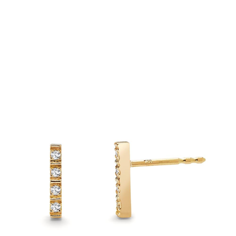 Clous d'oreilles Or jaune 18K Diamant 0.064 ct, 8 Pierres, w-si