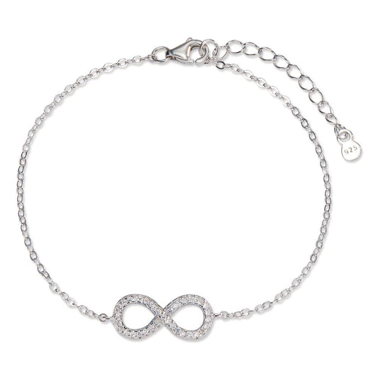 Bracelet Argent Zircone Rhodié Infini 17-20 cm