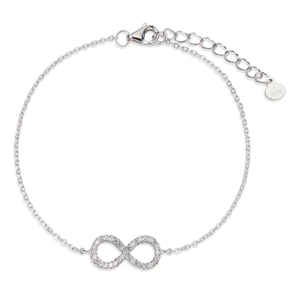 Bracelet Argent Zircone Rhodié Infini 17-20 cm