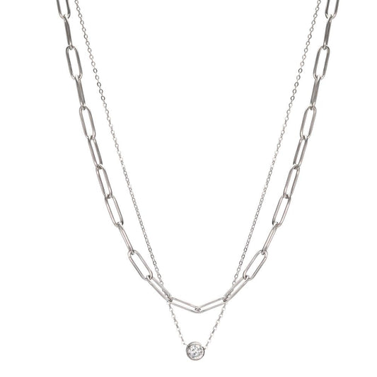 Collier Acier inoxydable Zircone 42-47 cm