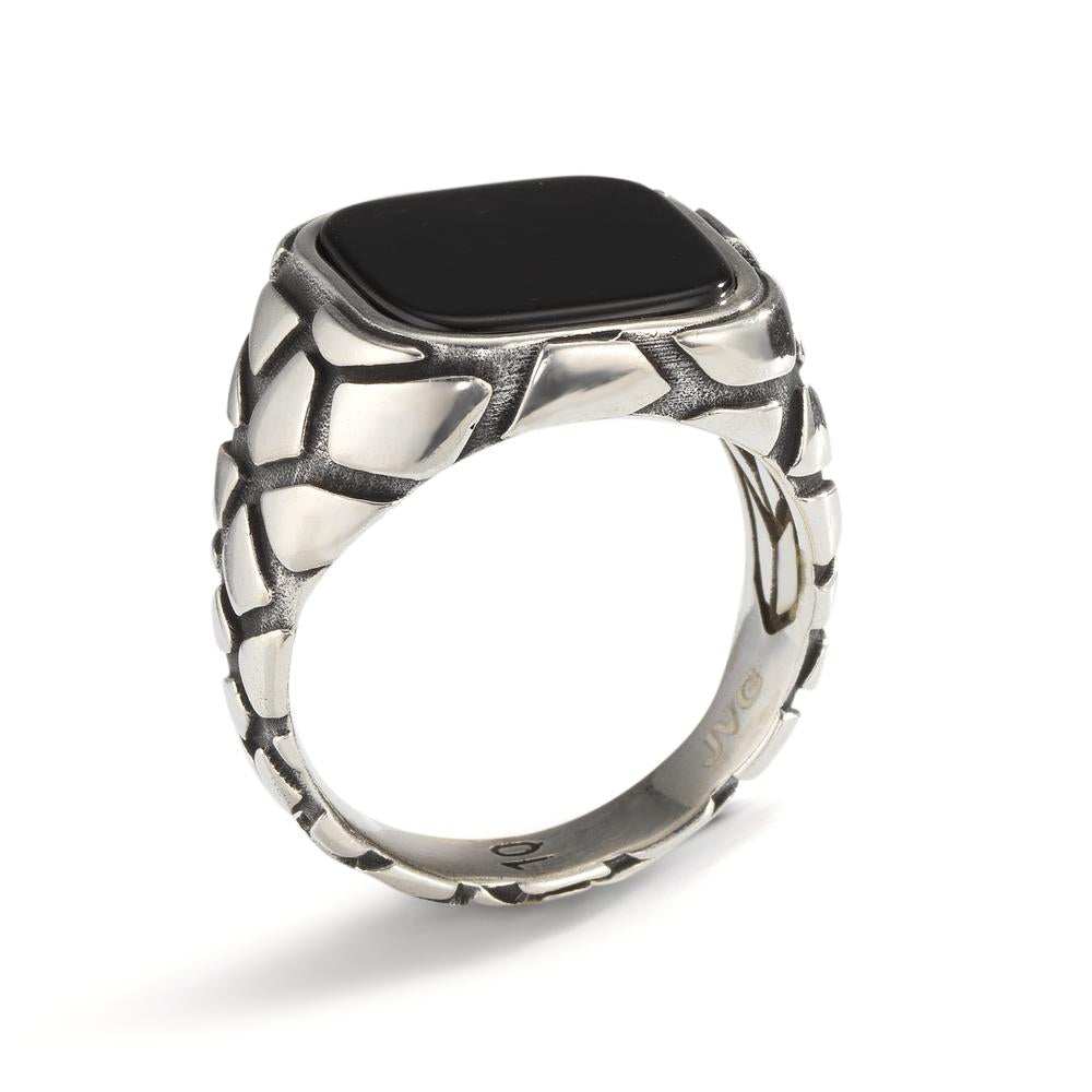 Bague Argent Onyx Patinée