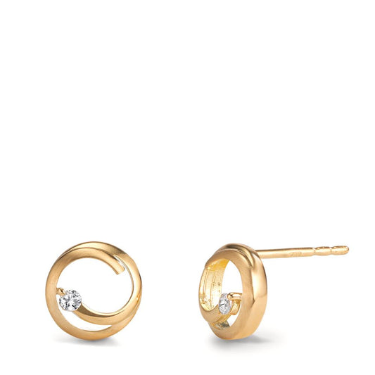 Clous d'oreilles Or jaune 18K Zircone 2 Pierres Ø8 mm