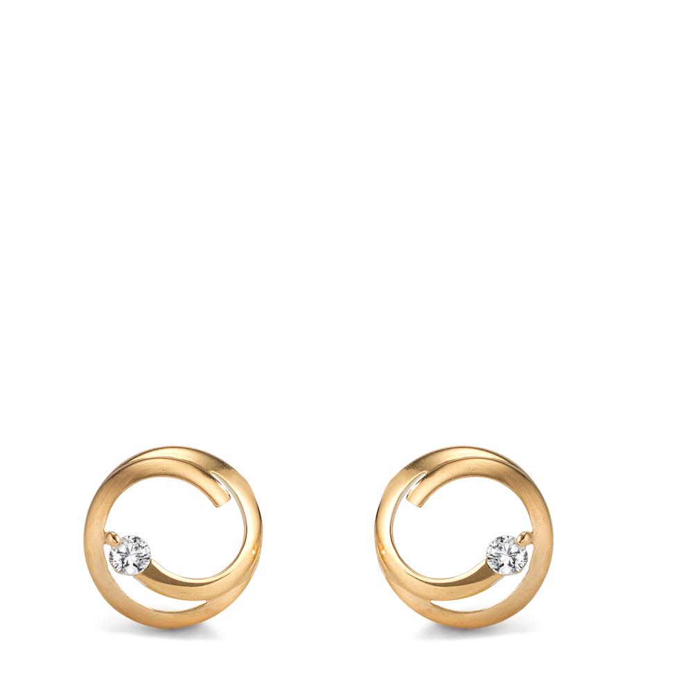 Clous d'oreilles Or jaune 18K Zircone 2 Pierres Ø8 mm