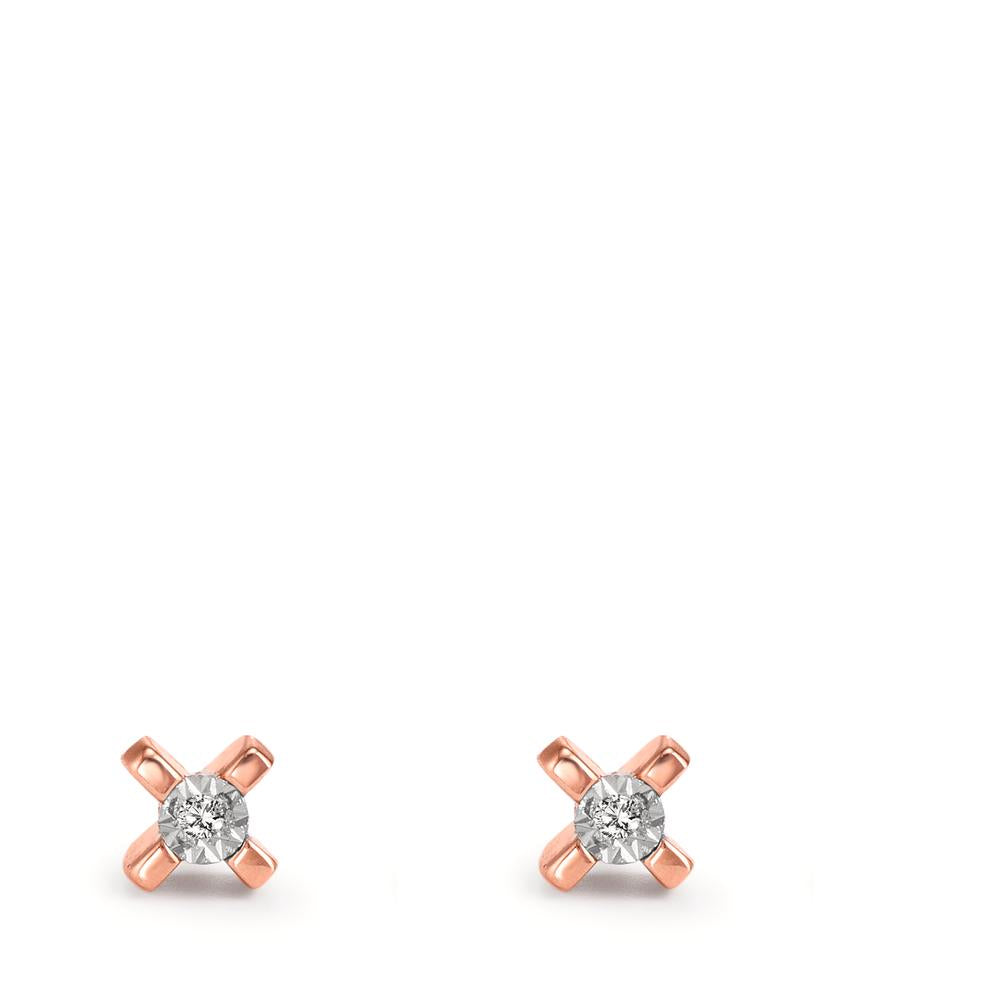 Clous d'oreilles Or rouge 18K Diamant 0.01 ct, 2 Pierres, w-si Ø3.5 mm