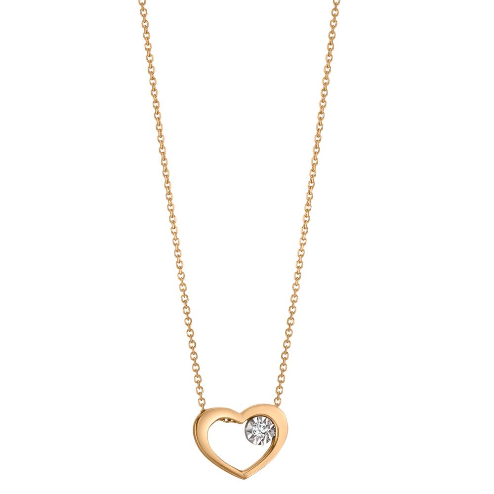 Collier Or jaune 18K Diamant 0.015 ct, w-si Coeur 40-42 cm Ø9 mm