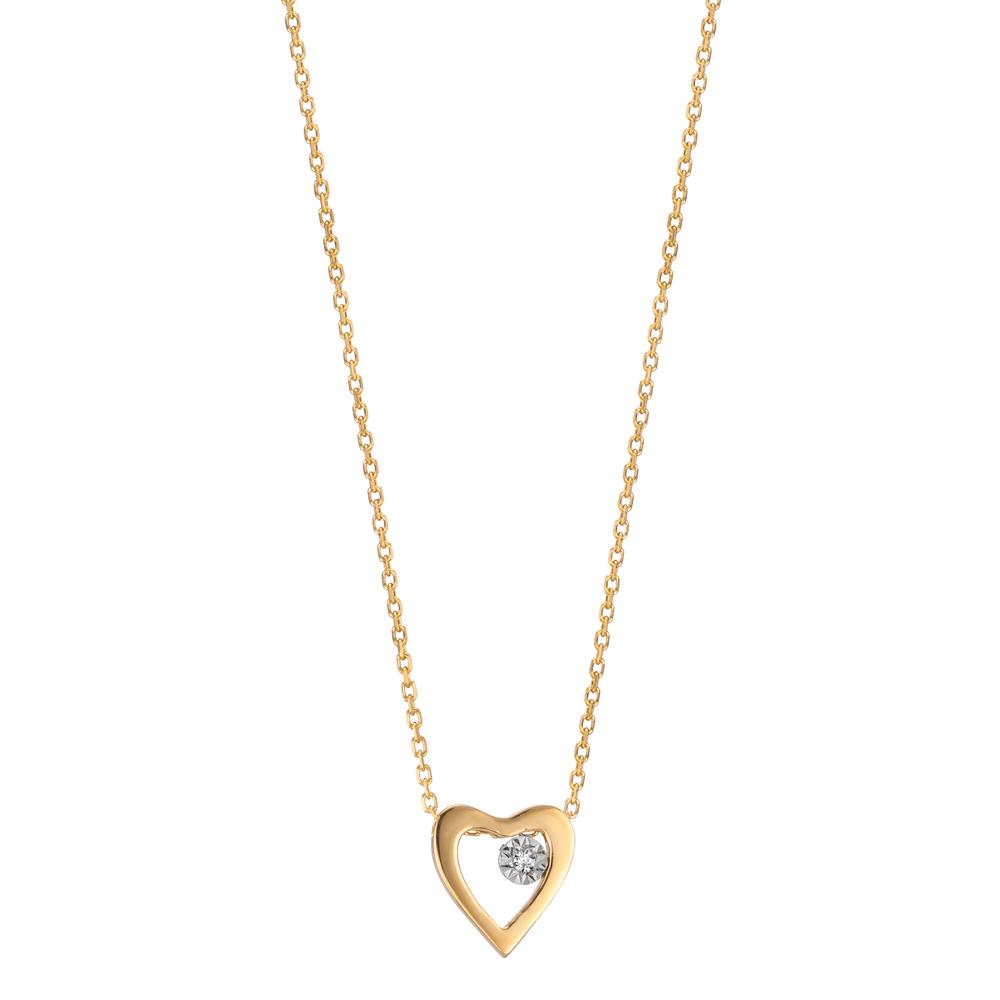 Collier Or jaune 18K Diamant 0.005 ct, w-si Coeur 40-42 cm Ø6 mm