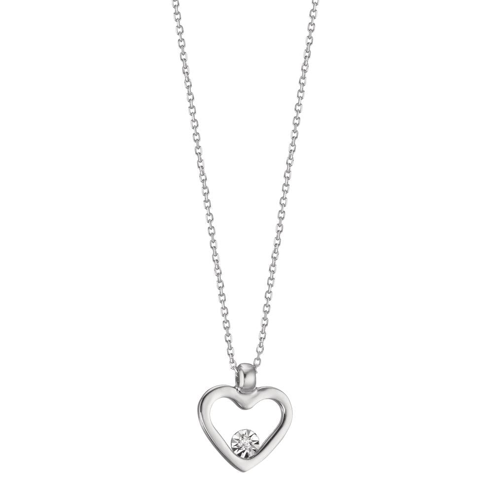 Collier Or blanc 18K Diamant 0.008 ct, w-si Coeur 40-42 cm Ø9 mm