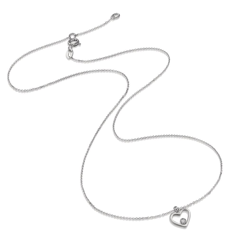 Collier Or blanc 18K Diamant 0.008 ct, w-si Coeur 40-42 cm Ø9 mm