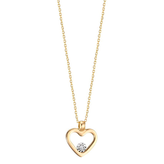 Collier Or jaune 18K Diamant 0.008 ct, w-si Coeur 40-42 cm Ø9 mm