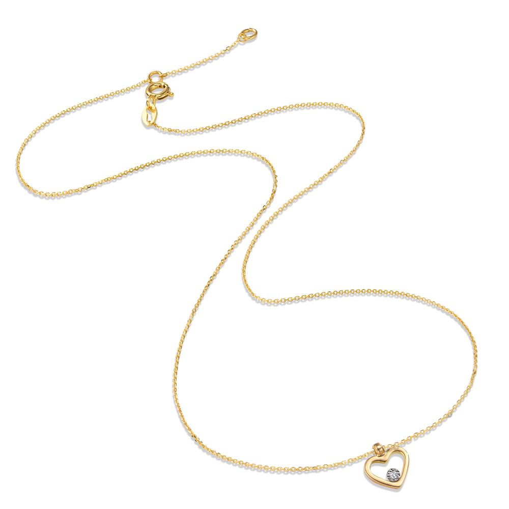 Collier Or jaune 18K Diamant 0.008 ct, w-si Coeur 40-42 cm Ø9 mm