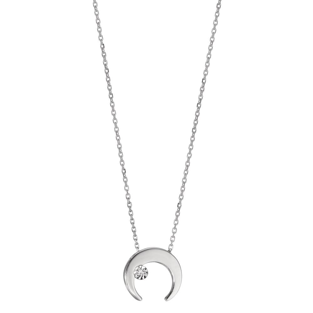 Collier Or blanc 18K Diamant 0.005 ct, w-si Lune 40-42 cm Ø8.5 mm