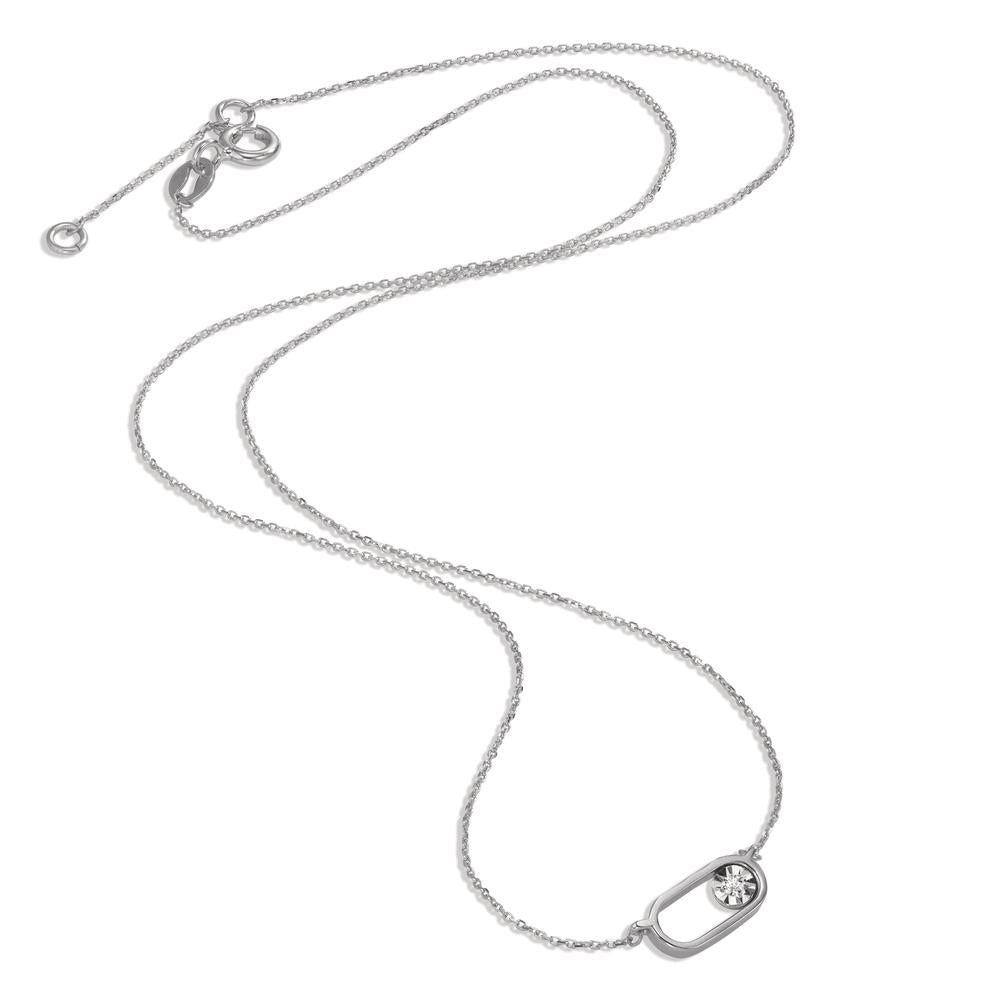 Collier Or blanc 18K Diamant 0.015 ct, w-si 40-42 cm