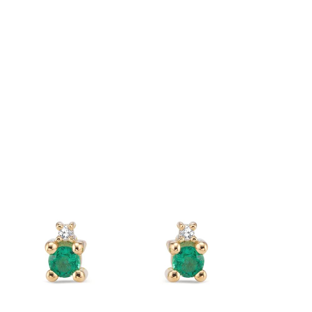 Clous d'oreilles Or jaune 18K Émeraude 0.24 ct, 4 Pierres Ø4 mm