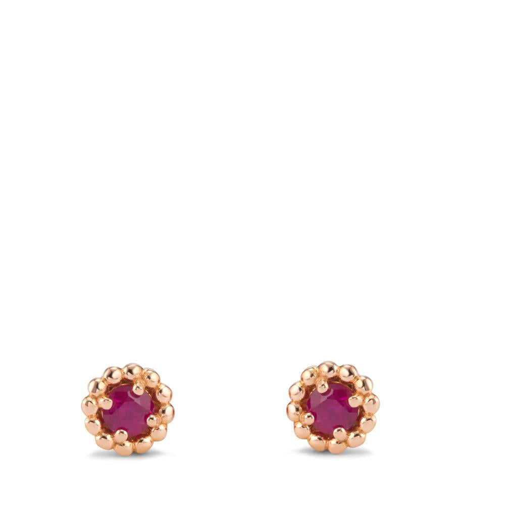 Clous d'oreilles Or rouge 18K Rubis 0.30 ct, 2 Pierres Ø5.5 mm